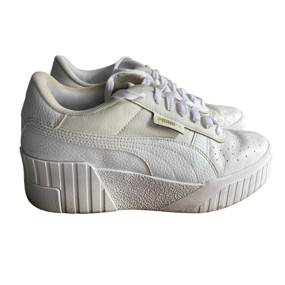 Puma Sneakers Womens 8.5 White Cali Wedge Platform Lace Up Sneaker 373438-01 - Picture 1 of 16
